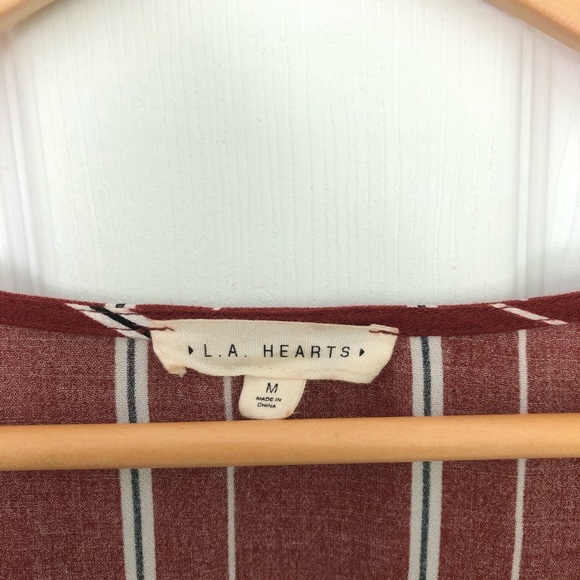 L.A. Hearts Dark Red Flowy Long Sleeved Wrap Top - Picture 5 of 5